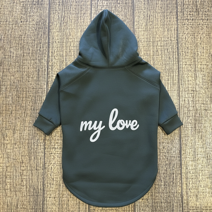 My Love Dog Hoodie – Olive Green Premium Winter Dog Hoodie