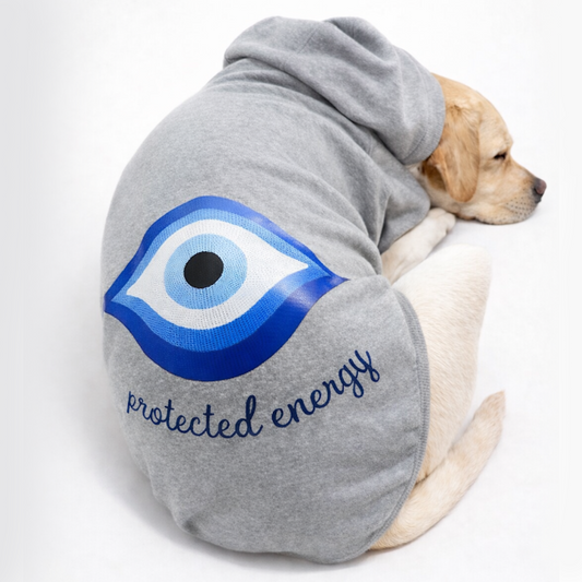 Protected Energy Dog Hoodie – Grey Evil Eye Winter Hoodie for Dogs
