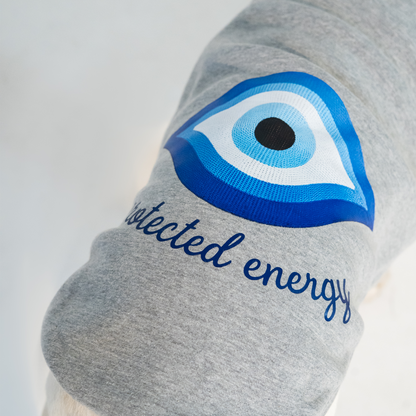 Protected Energy Dog Hoodie – Grey Evil Eye Winter Hoodie for Dogs
